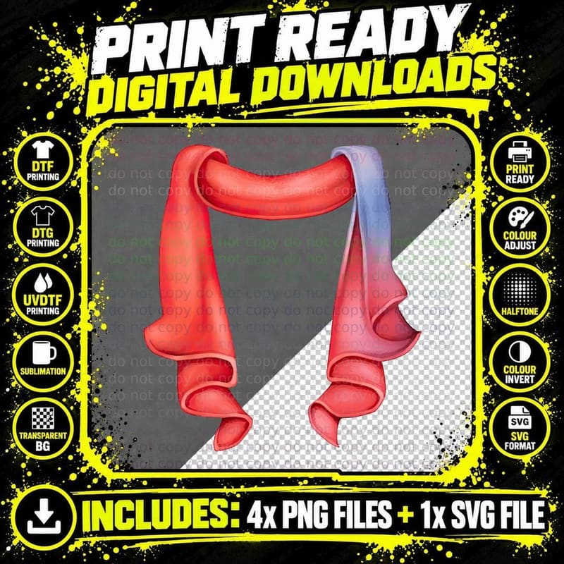 Red Purple Gradient Stole Ribbon Graduation T-Shirt Png SVG Digital Bundle