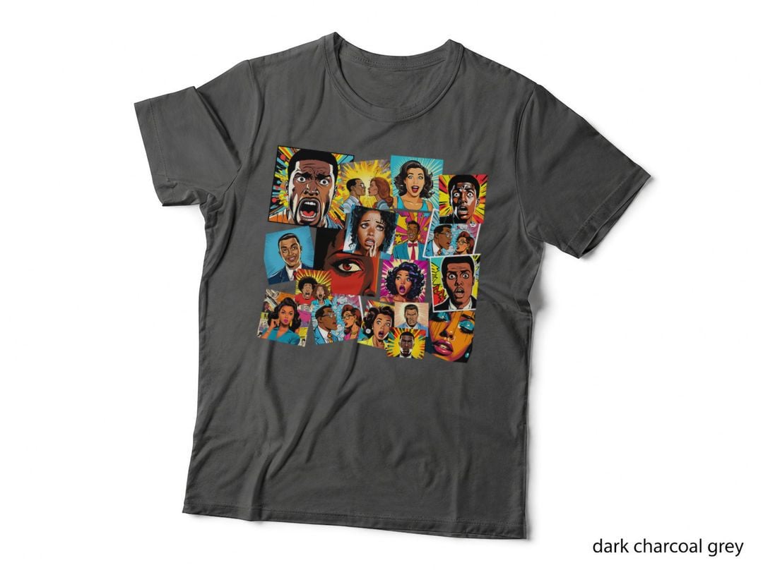African American Pop Art Comic Collage Bold Expressive Faces T-Shirt