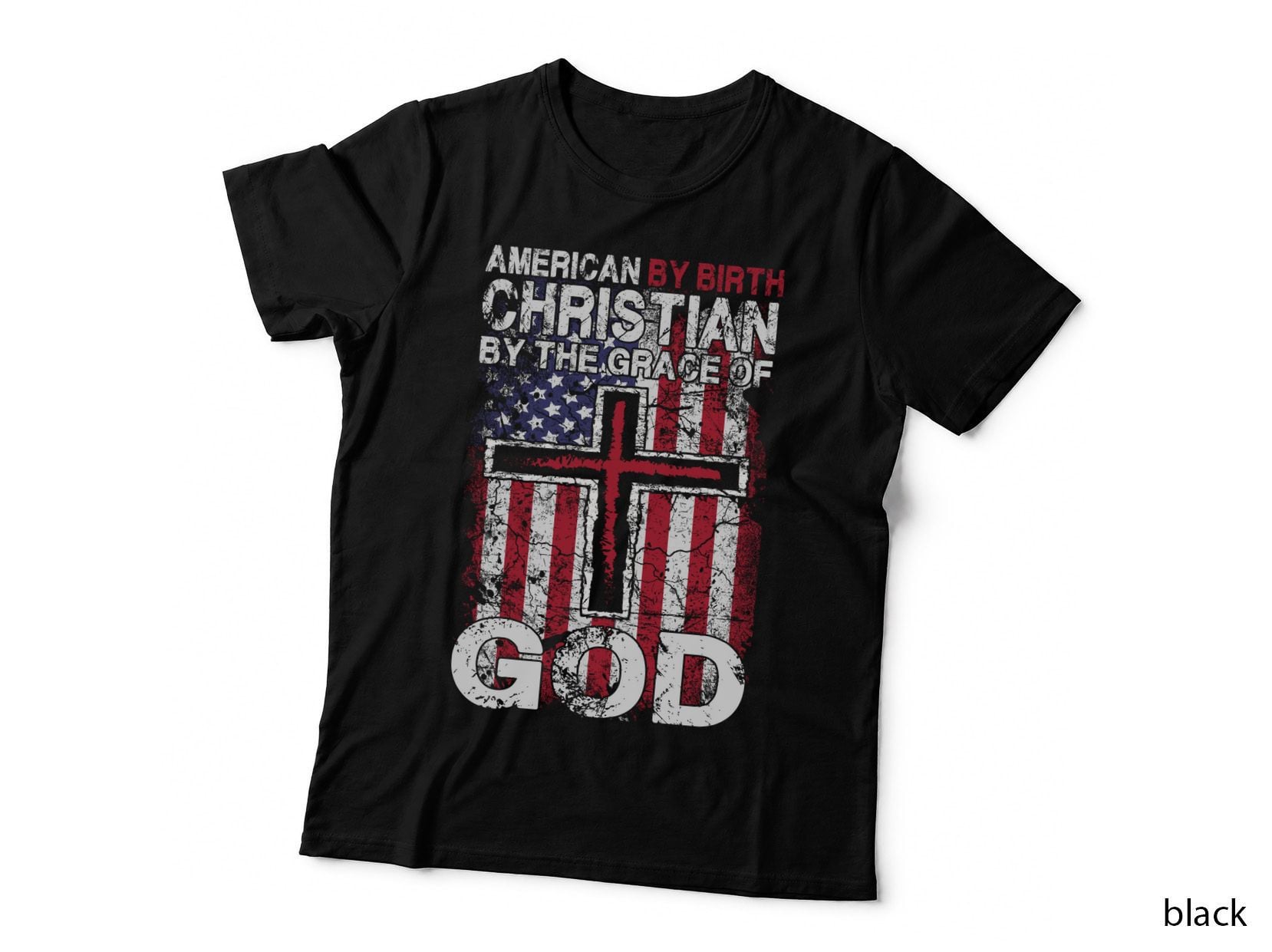 American Christian T-Shirt, Patriotic Design, Faith & Freedom