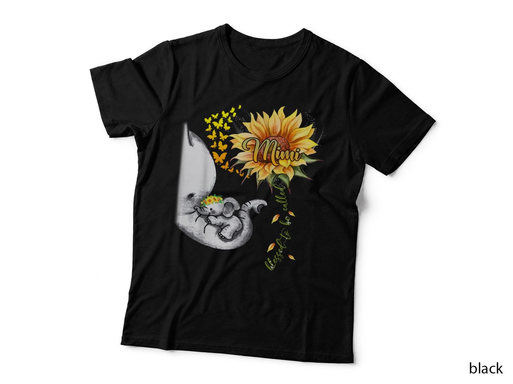 Blessed to Be Called Mimi Sunflower Elephant T-Shirt, Mother's Day Apparel