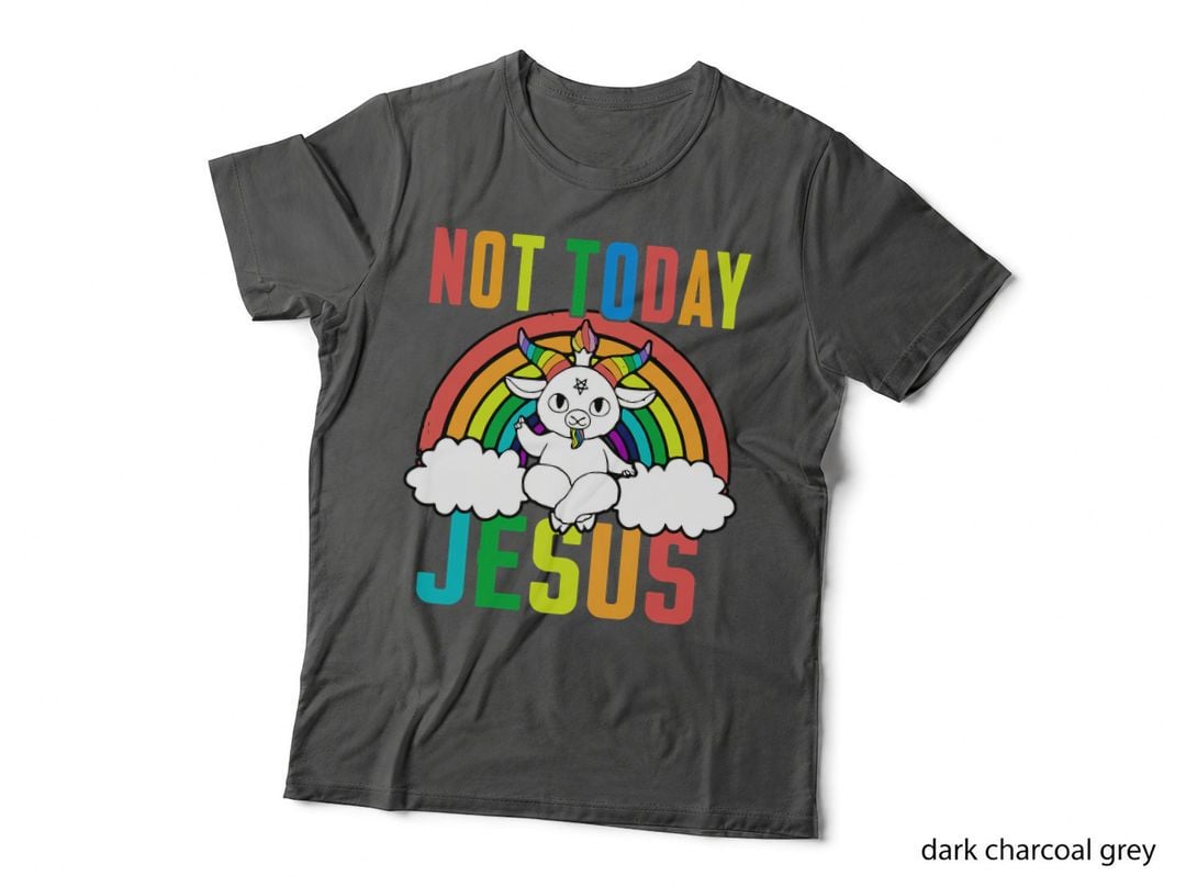 Funny Satanic Unicorn Rainbow Not Today Jesus T-Shirt