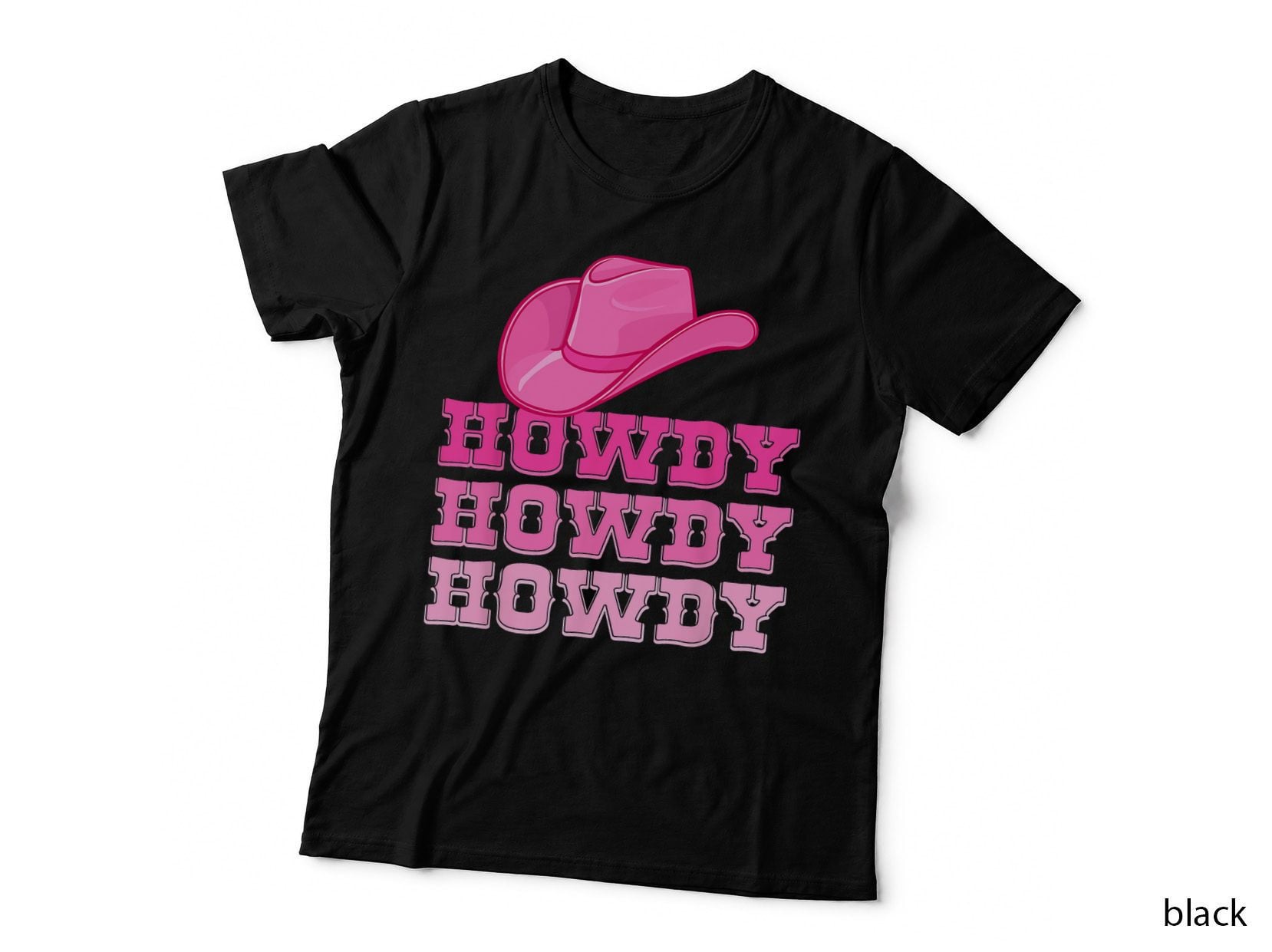 Howdy Cowgirl Pink Stacked Western Hat, Country Rodeo T-Shirt