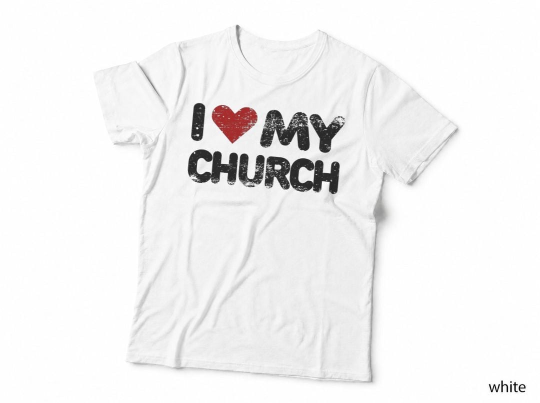 I Love My Church Christian Bible Verse Quote Heart T-Shirt