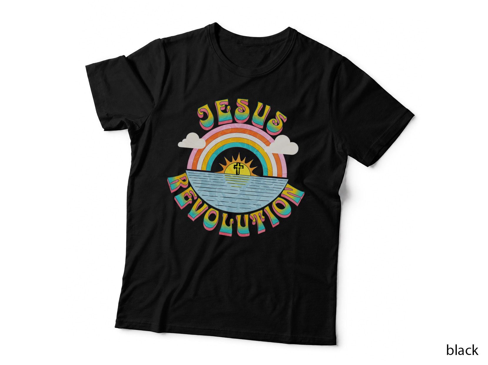 Jesus Revolution People Retro Sun Rainbow Christian Faith T-Shirt