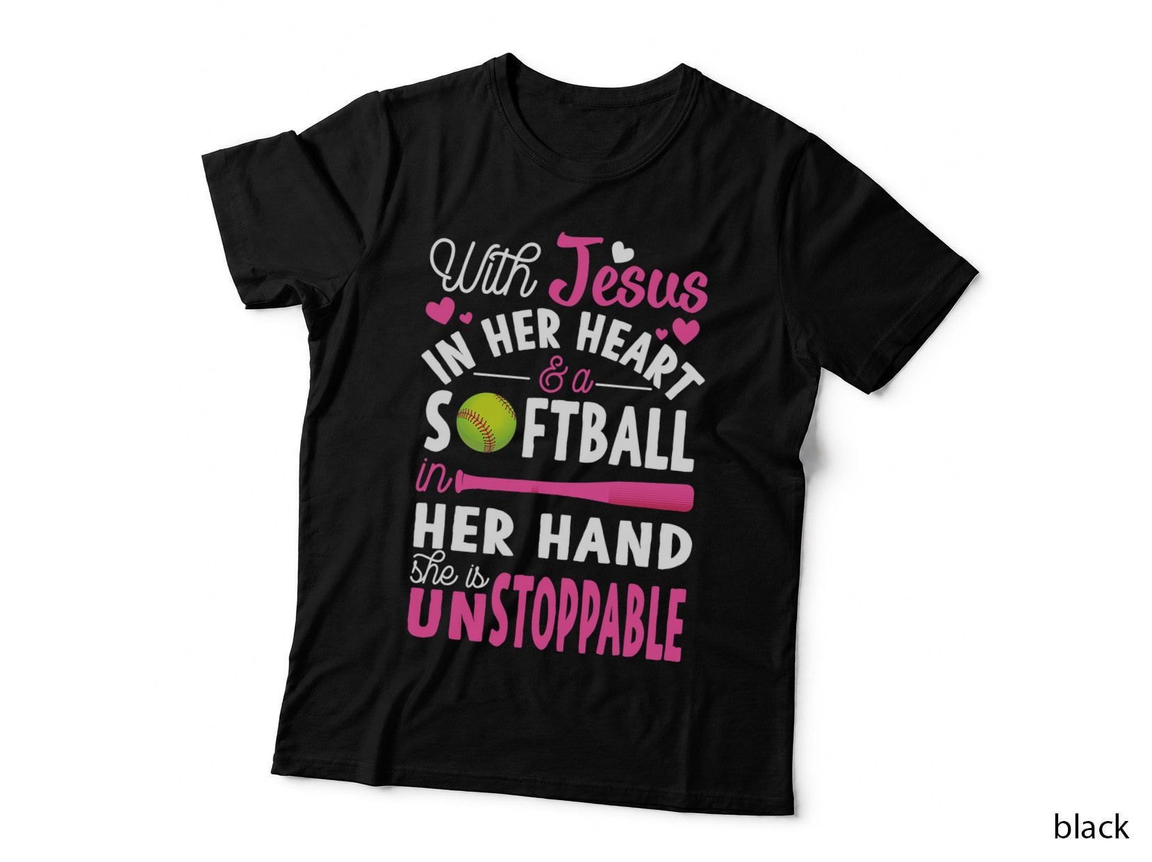 Jesus in Her Heart Softball Hand Funny Pitcher Gift for Her T-Shirt