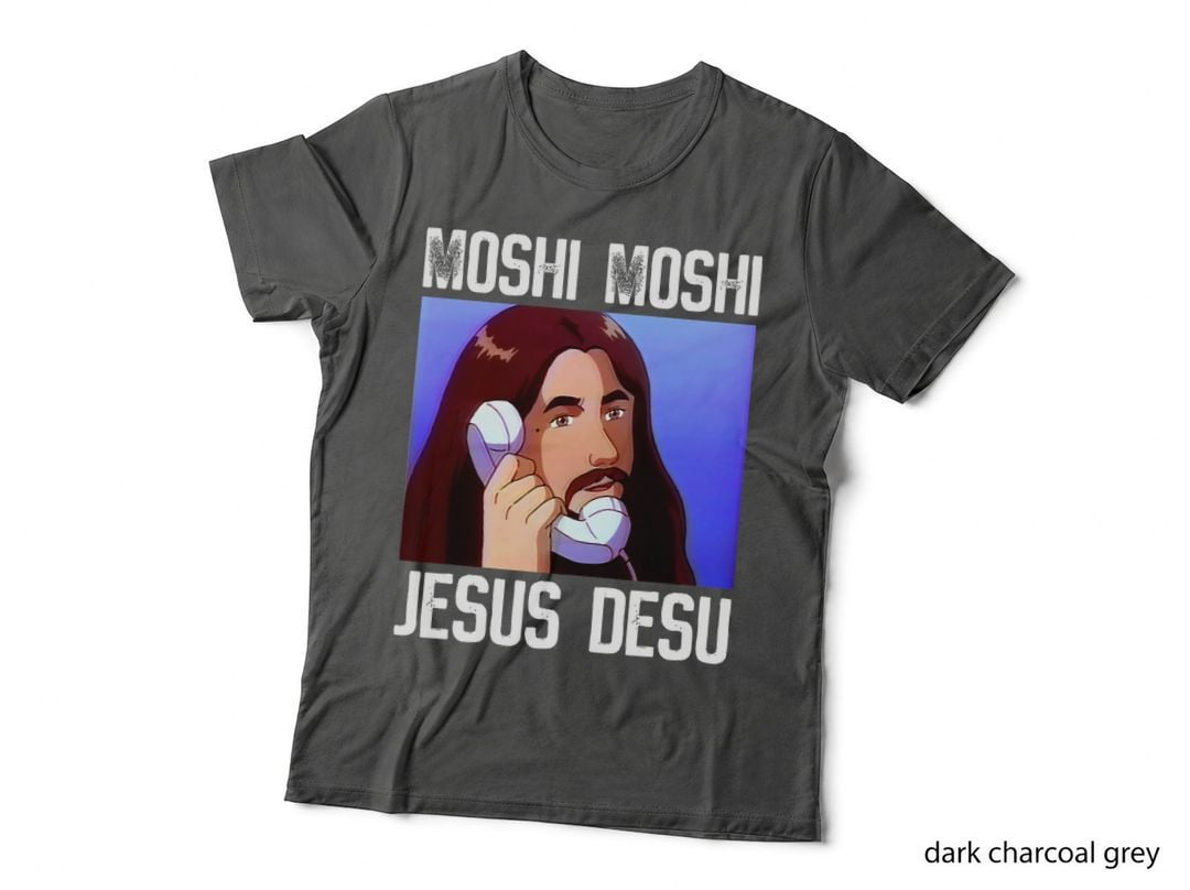 Moshi-Moshi-Jesus-Desu Meme Funny T-Shirt