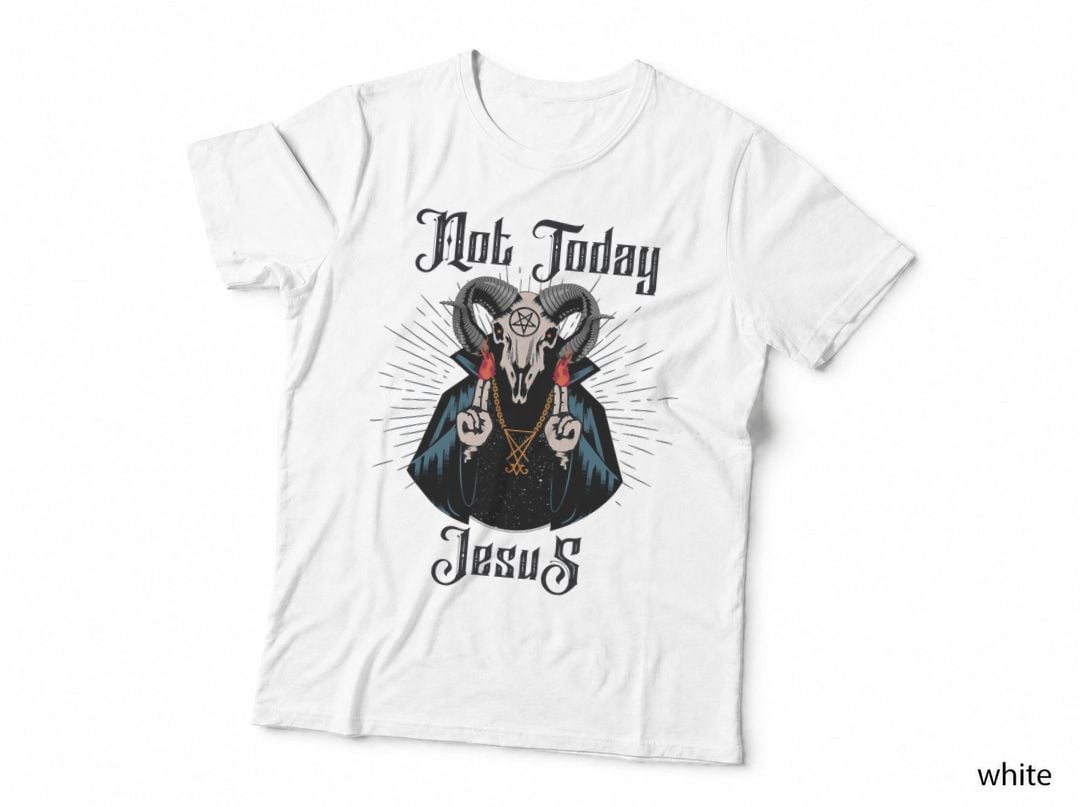Satanism Not Today Jesus Satanic Goat Baphomet Witchcraft T-Shirt