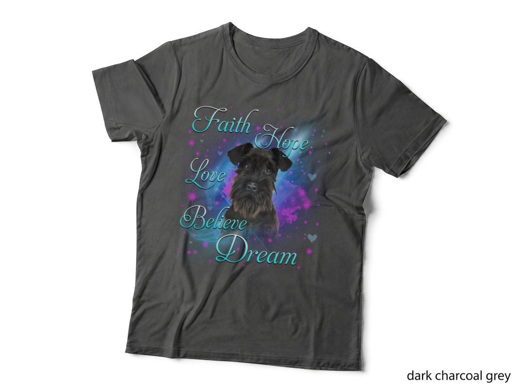 Schnauzer Faith Hope Love T-Shirt, Inspirational Animal Print