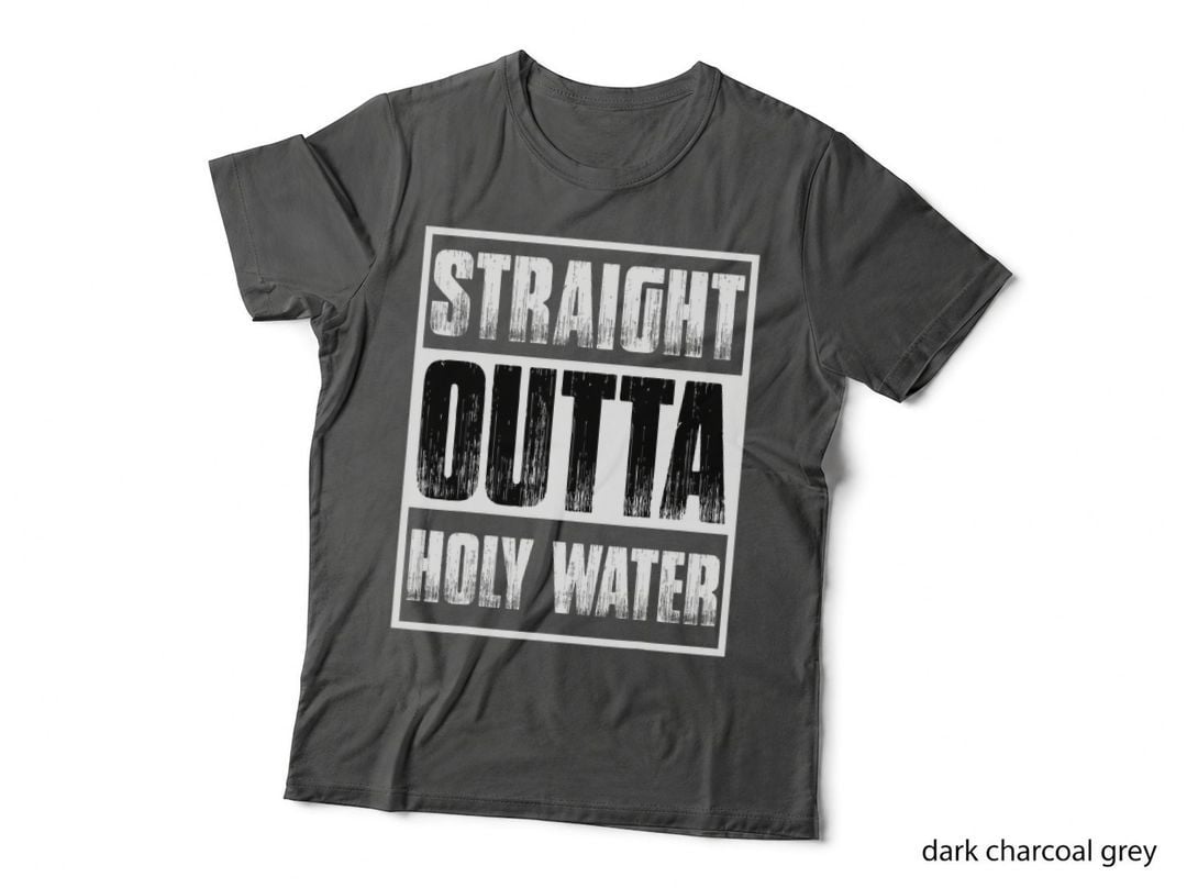 Straight Outta Holy Water Christian-Themed Funny Religious T-Shirt