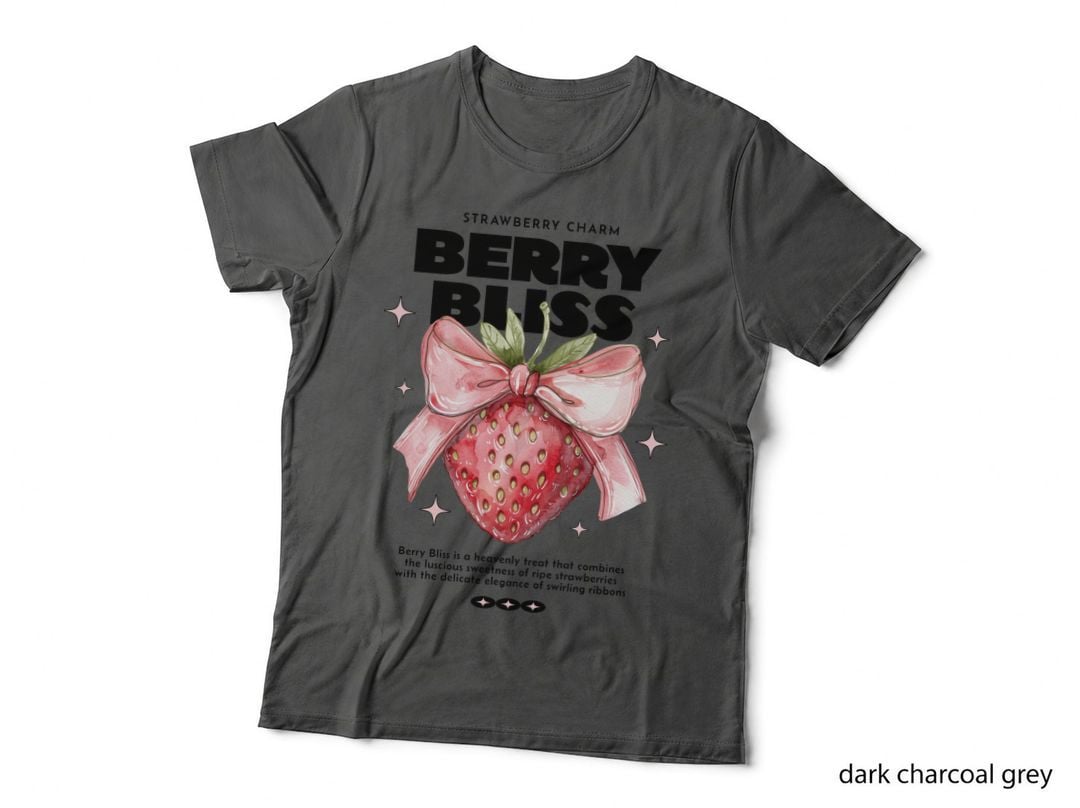 Strawberry Pink Bow Watercolour T-Shirt, Sparkle Stars, Coquette Aesthetic