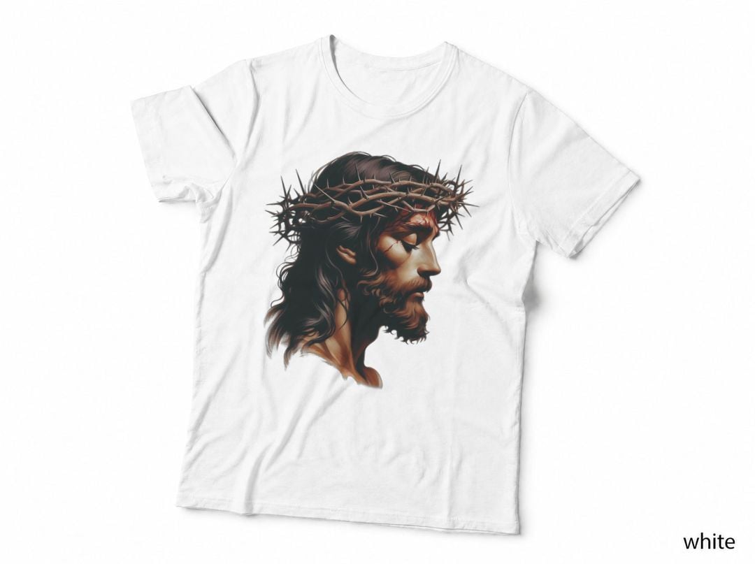 Vintage Face of Jesus Crown of Thorns Religious Bible Verse T-Shirt