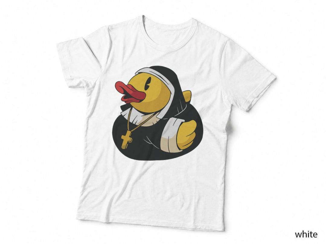 Bathroom, Nun Monastery Humor Christian Rubber, Duck T-Shirt