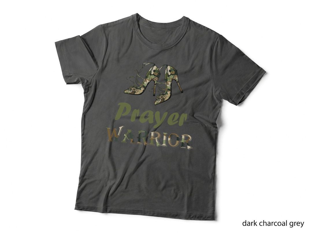Camo Heels Prayer Warrior Faith God Jesus Christian Women T-Shirt
