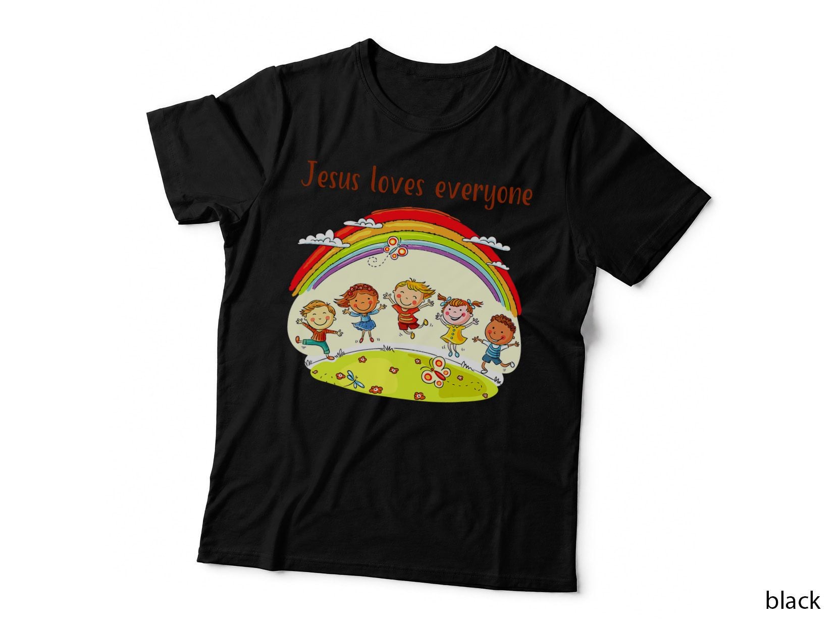 Christian Church Religion, Jesus Rainbow Happy Kids T-Shirt