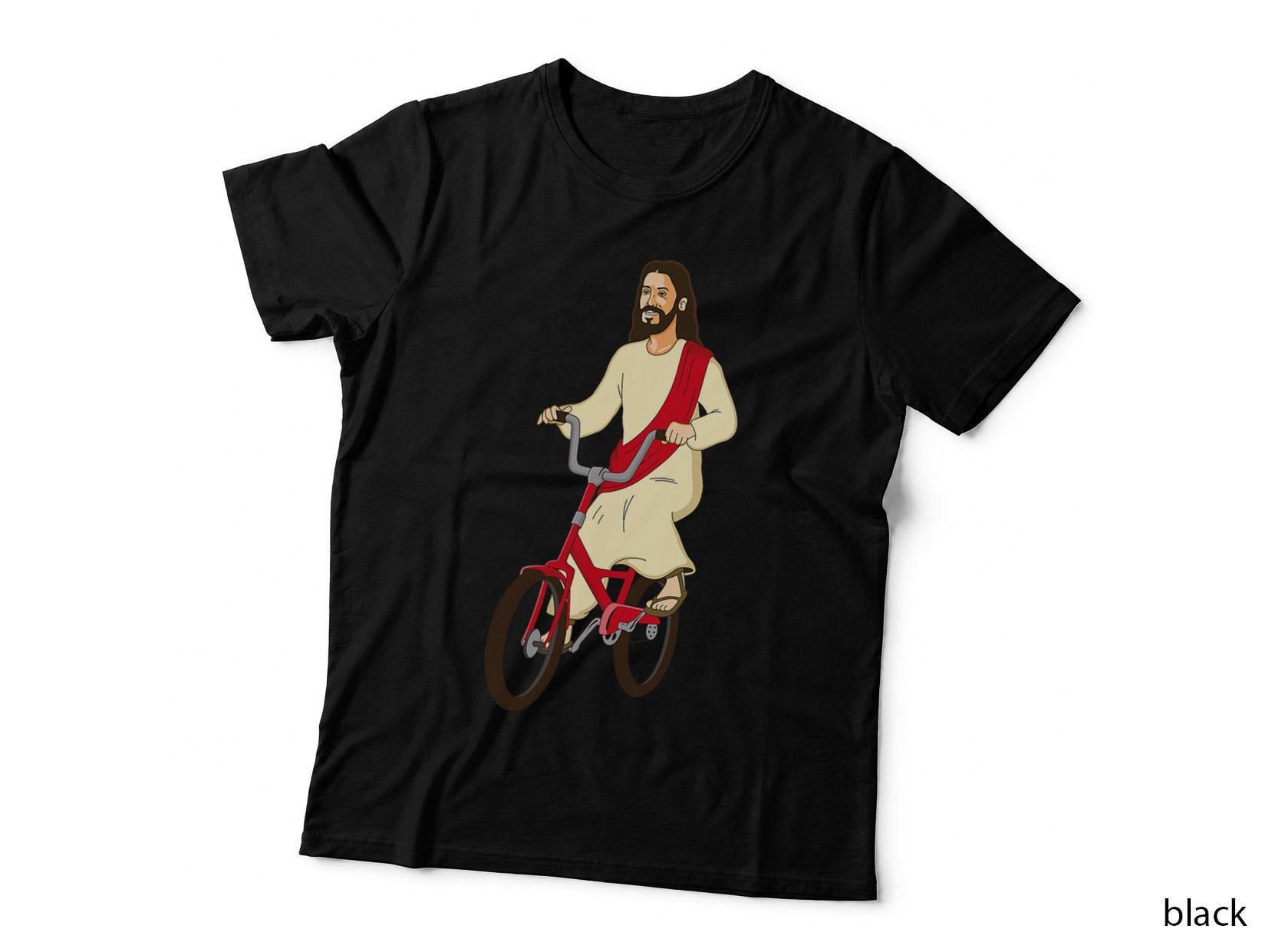 Fun Christ on a Bike Funny Lord God Jesus Church Cycle Gift T-Shirt