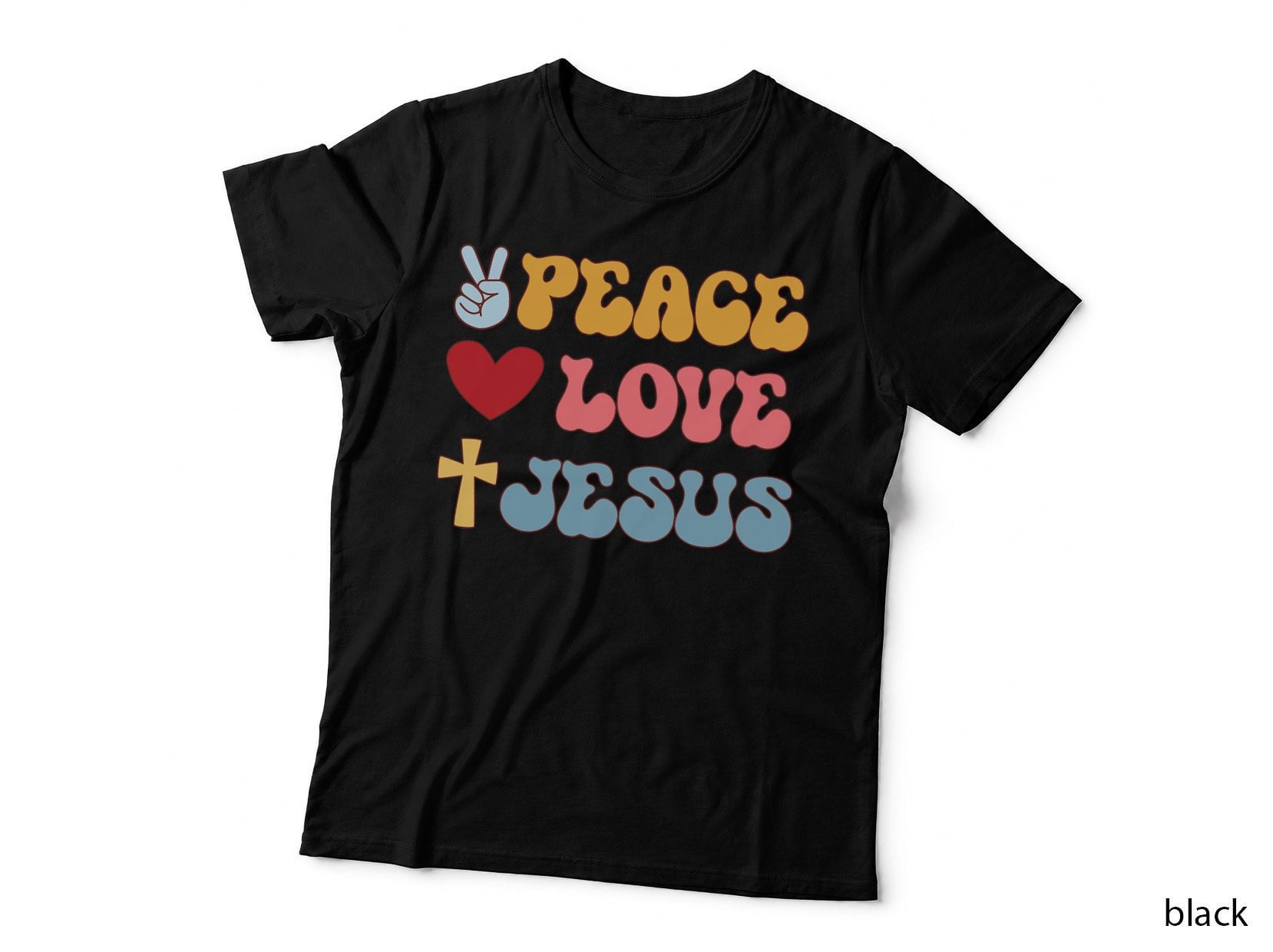 Groovy Peace Love Jesus Christian 70's Hippie T-Shirt