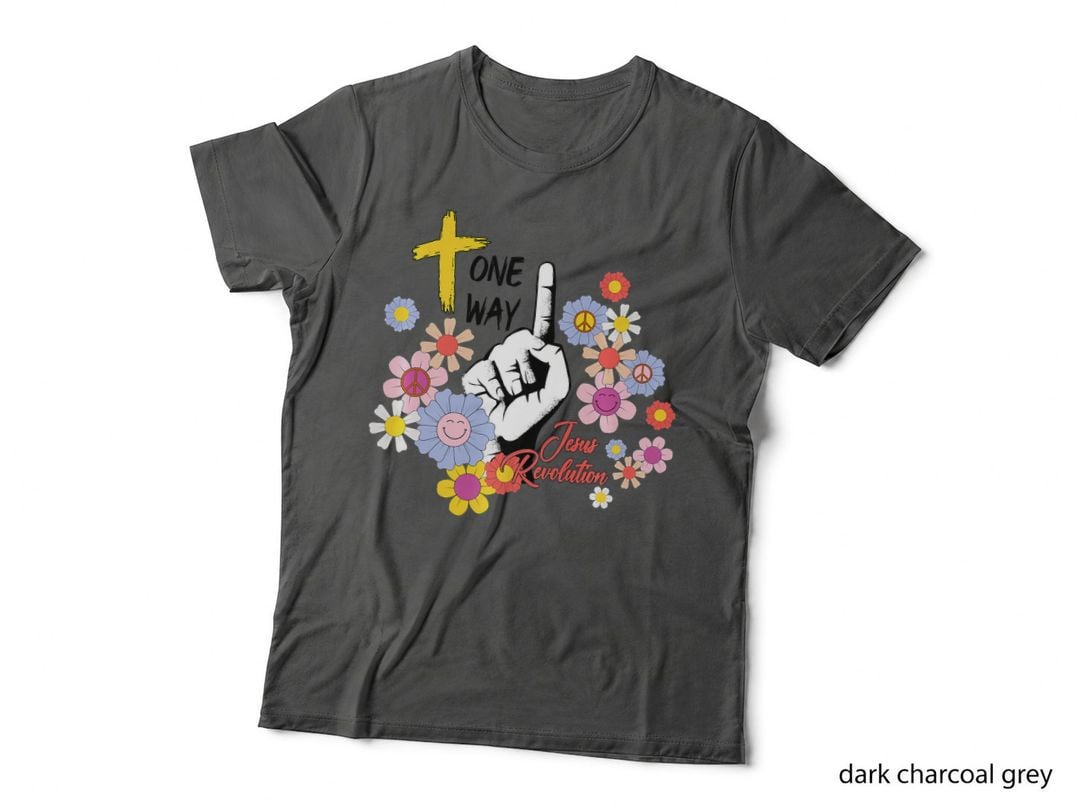 Groovy Retro Jesus Revolution Hippie Flowers One Way Women T-Shirt