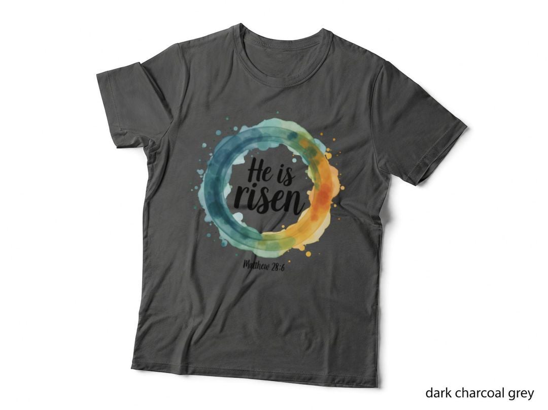 He Is Risen Christian Matthew 28. 6 Watercolor Circular Religious T-Shirt