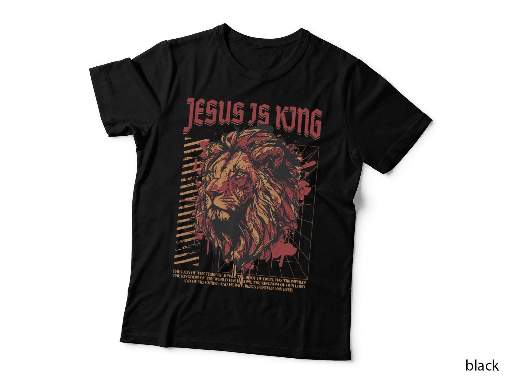 Jesus Is King Christian Lion Bible Scripture Faith Quote T-Shirt