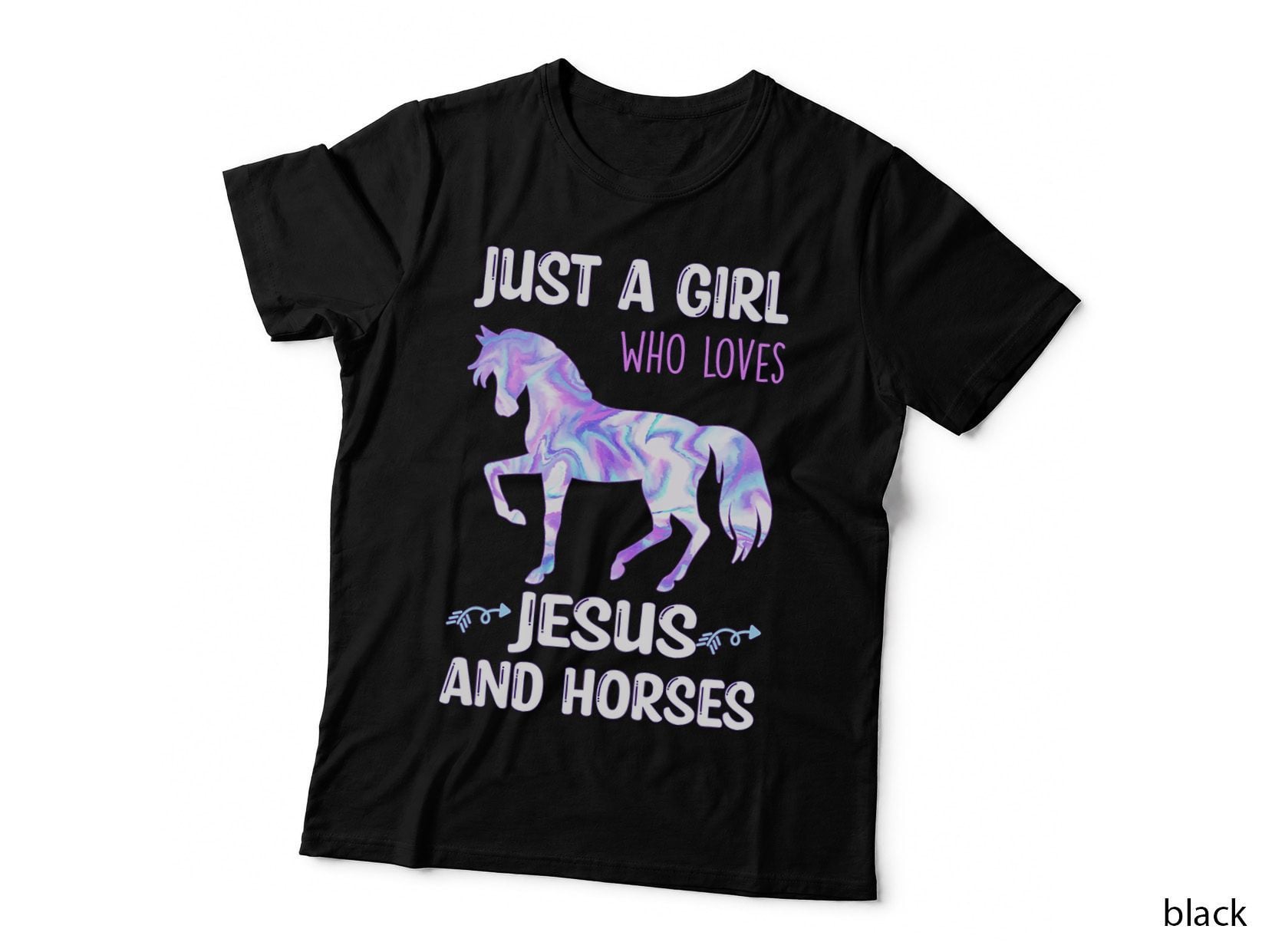 Just a Girl Who Loves Jesus and Horses Christian Church T-Shirt