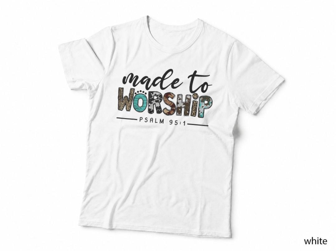 Leopard Made to Worship Bible Christian Western Country T-Shirt