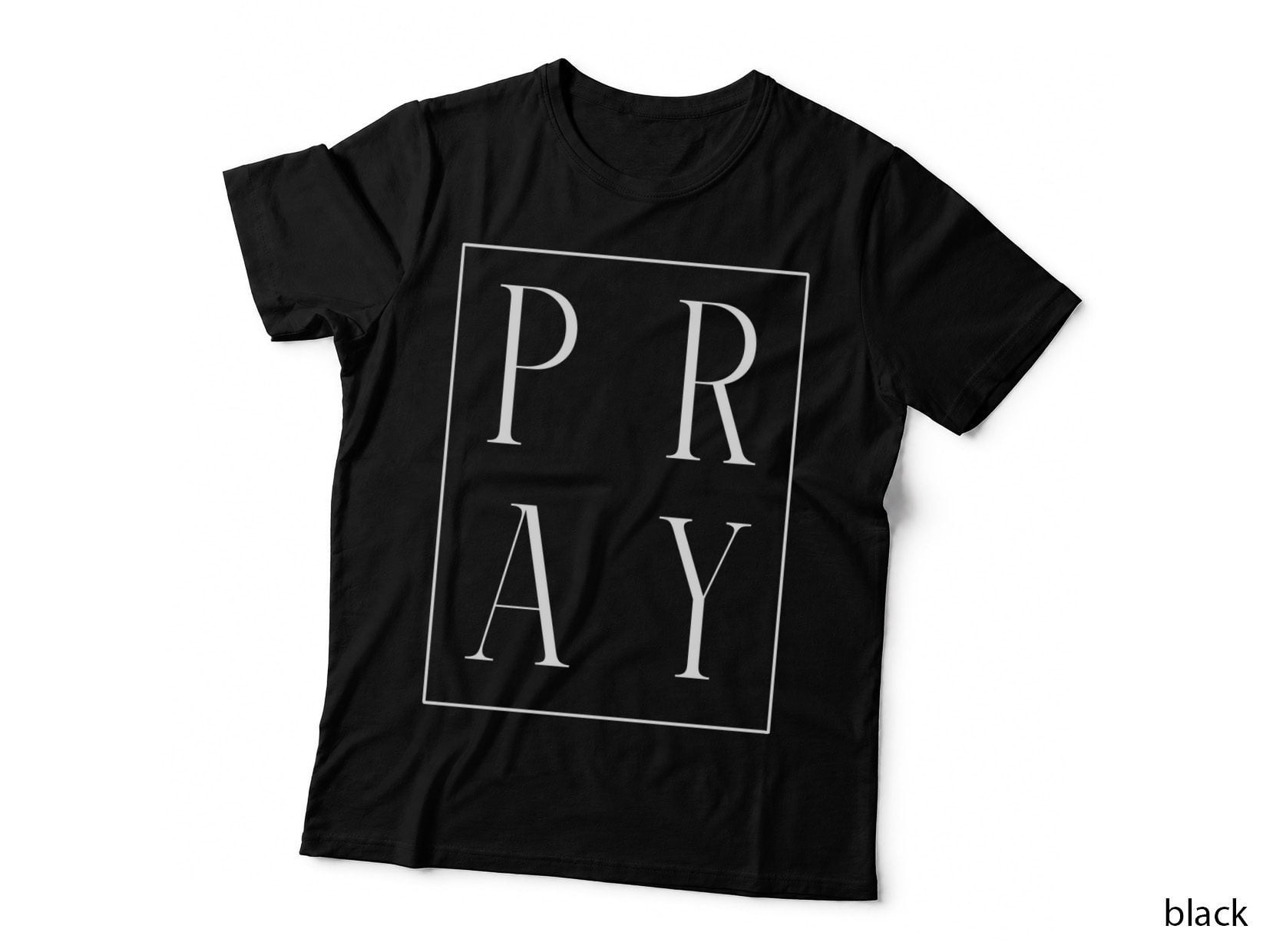 P R a Y White Serif Grid Christian Minimalist Classic Text Art T-Shirt