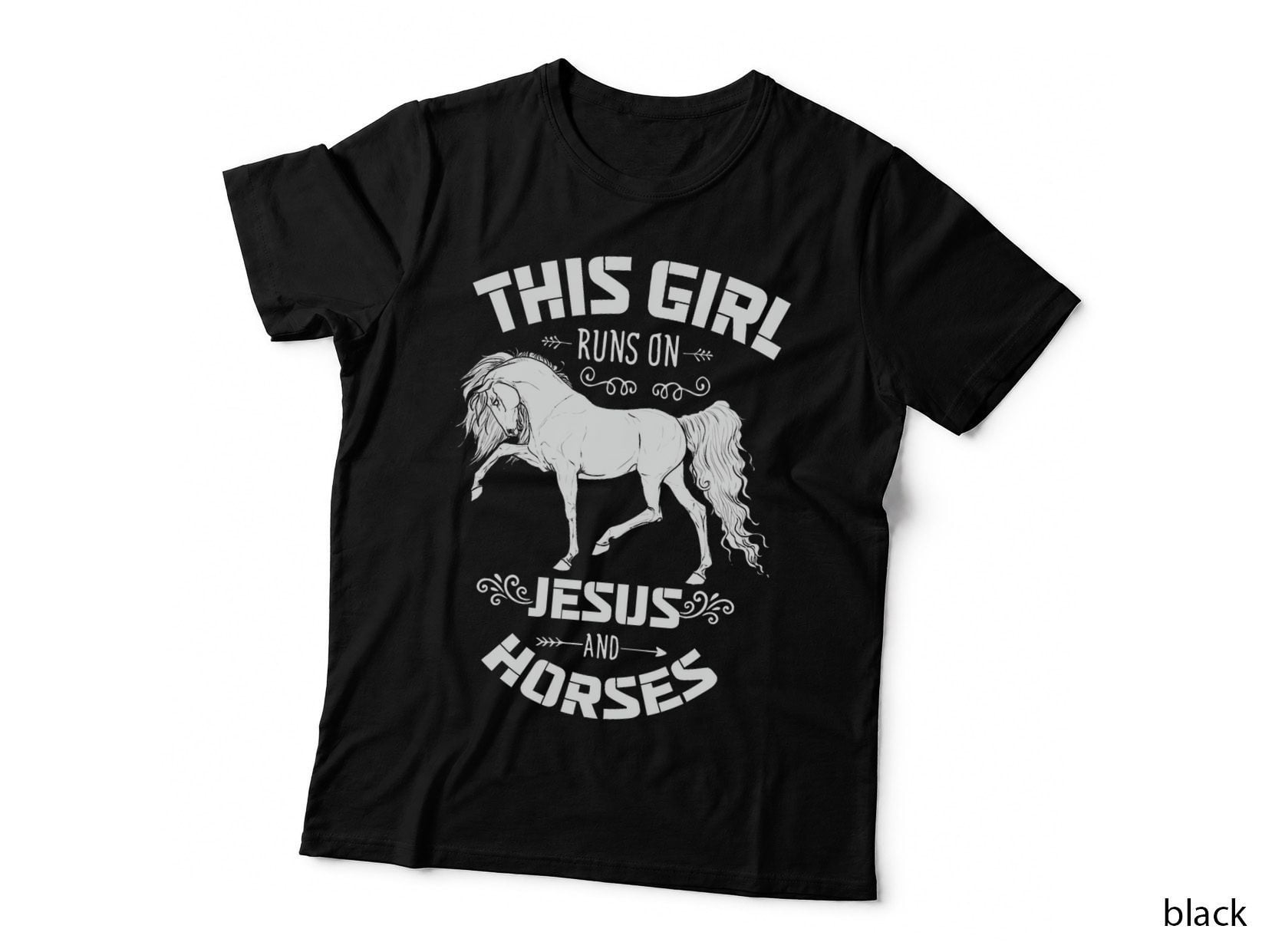 This Girl Runs on Jesus and Horses - Western Country Girl T-Shirt