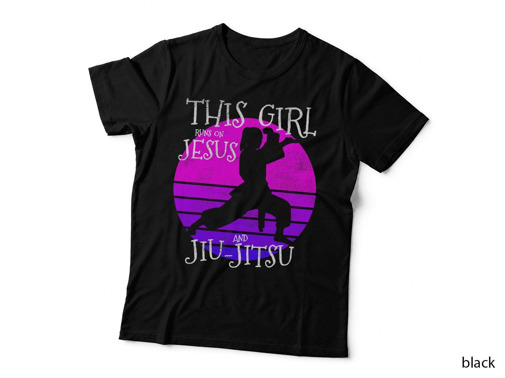 This Girl Runs on Jesus and Jiu Jitsu Christian Gift T-Shirt