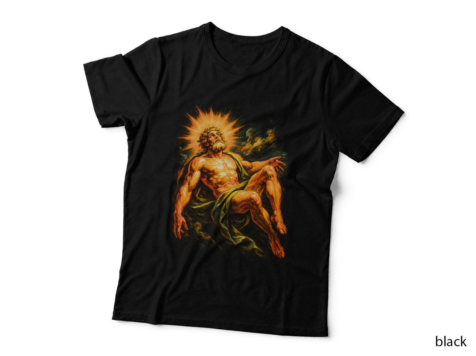 Greek God Trident T-Shirt, Halftone Ancient Mythology Warrior Graphic Tee