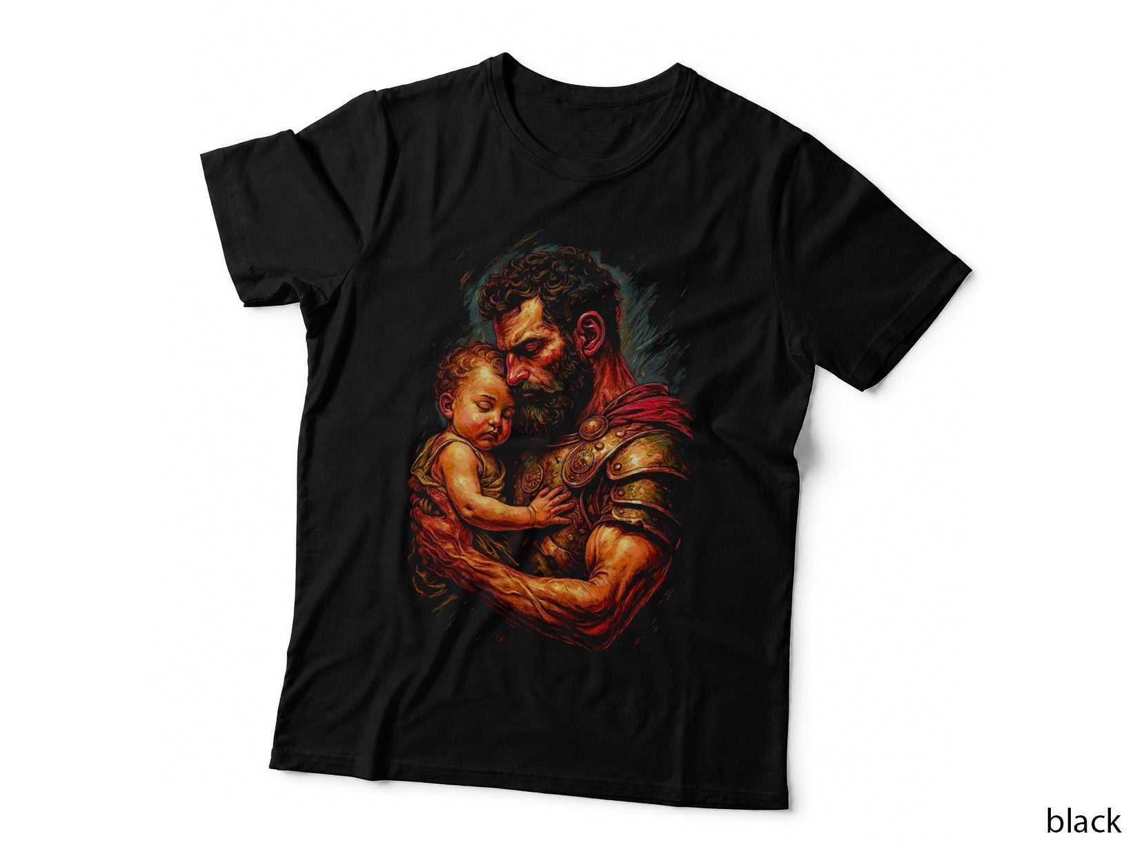 Greek God and Child T-Shirt, Halftone Zeus Mythology Graphic Tee