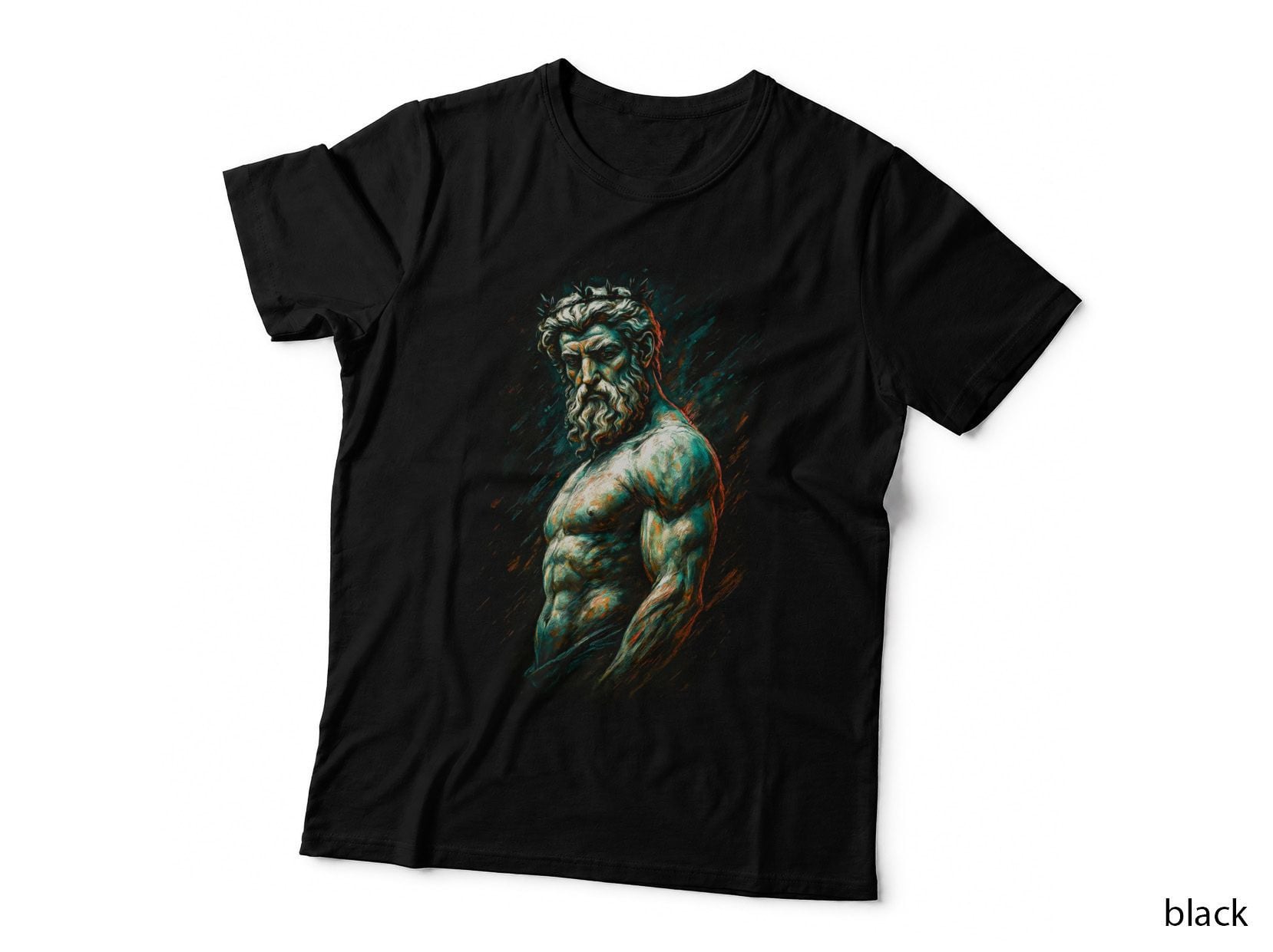 Greek Titan T-Shirt, Halftone Ancient Bearded God Graphic Tee