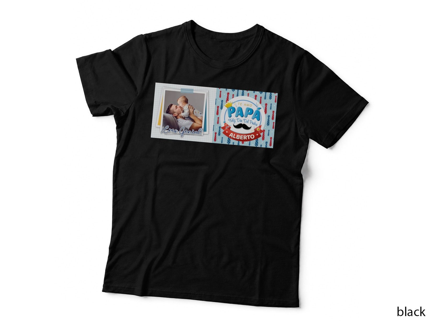 Alberto Te Amo Papa Eres Genial Family Photo Father Baby Personalized T-Shirt