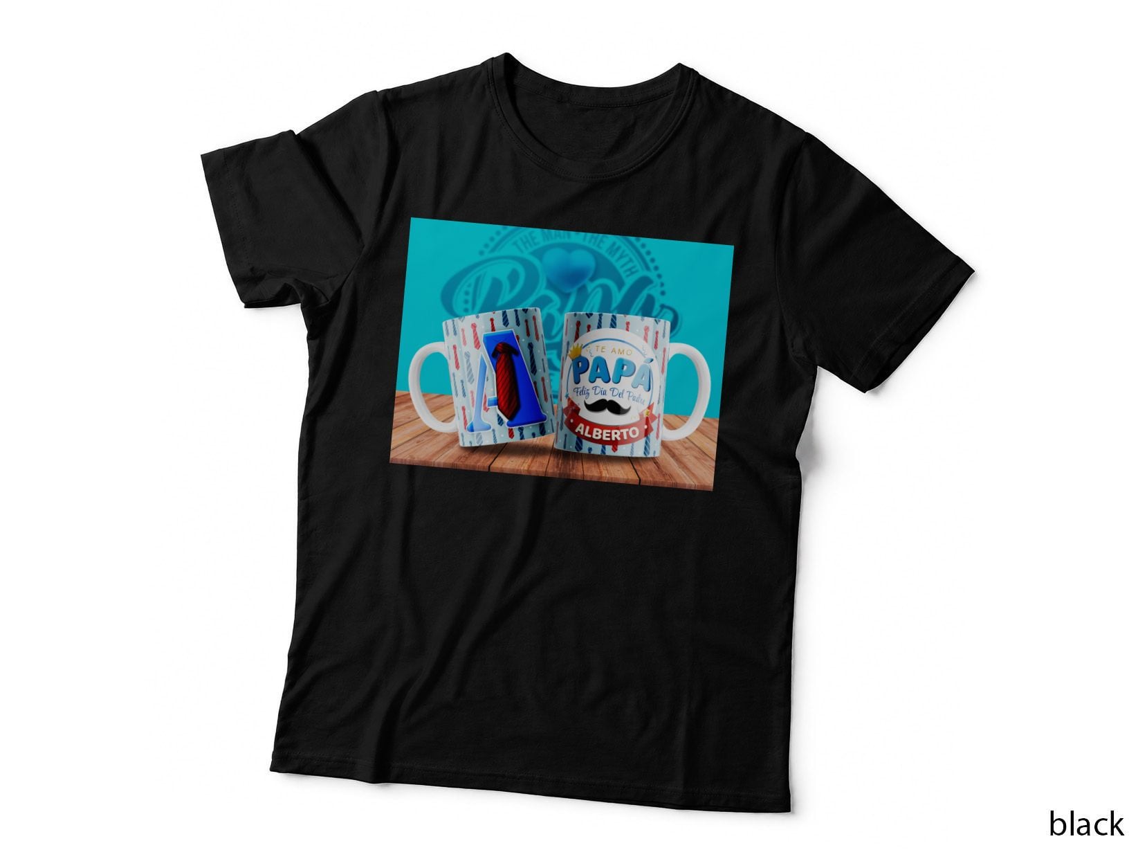 Alberto Te Amo Papa Feliz Dia Del Padre Turquoise Mug Family Photo T-Shirt