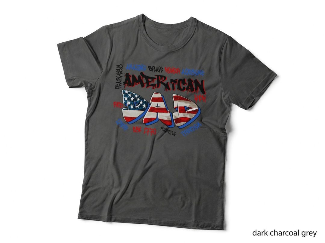 American Dad Fathers Day T-Shirt, American Dad Flag Design Graphic Tee