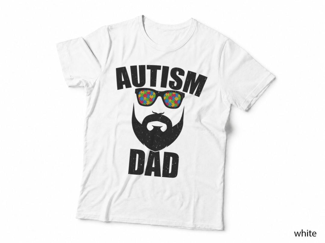 Autism Dad Autism T-Shirt, Autism Dad Silhouette with Puzzle Graphic Tee