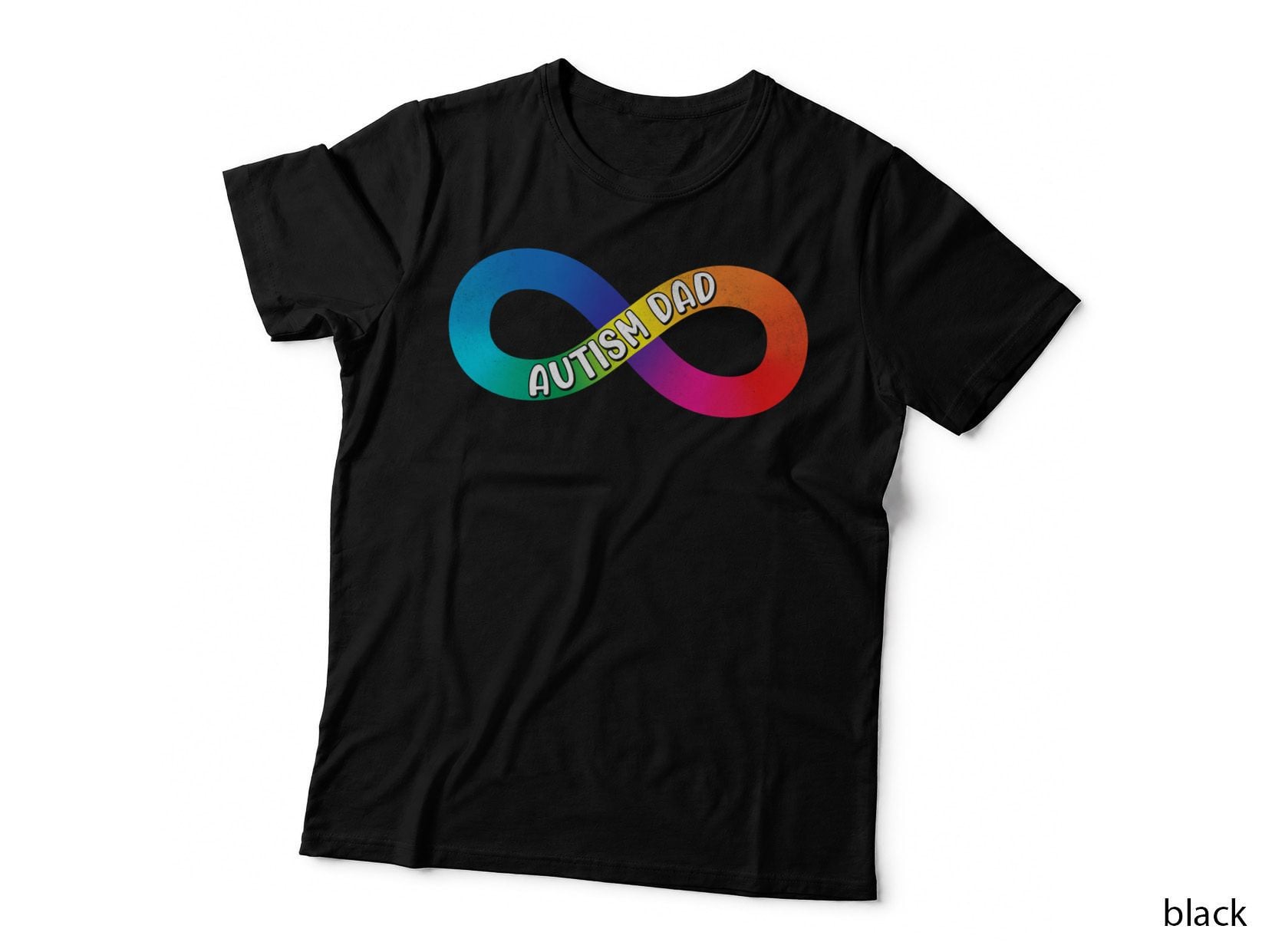 Autism Dad Autism T-Shirt, Infinity Loop in Rainbow Colors Graphic Tee