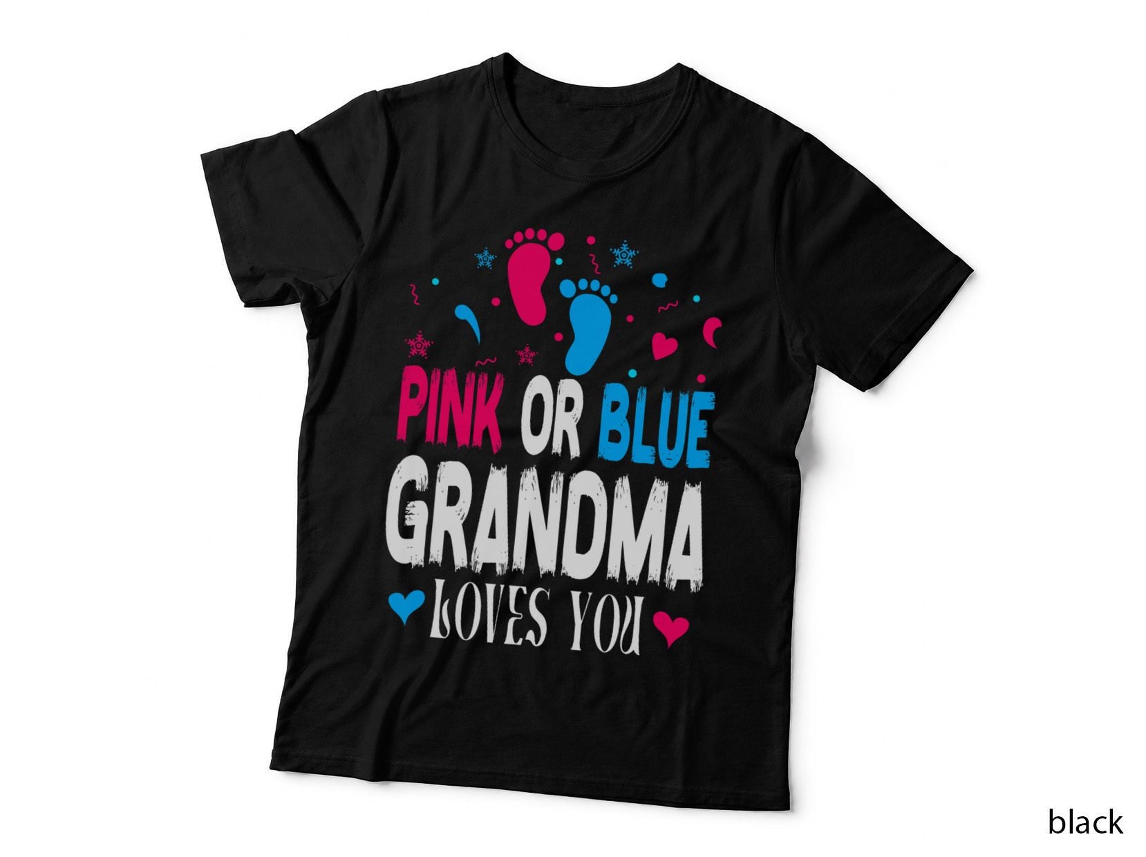 Baby Gender Reveal Party Pink or Blue Grandma Loves You T-Shirt