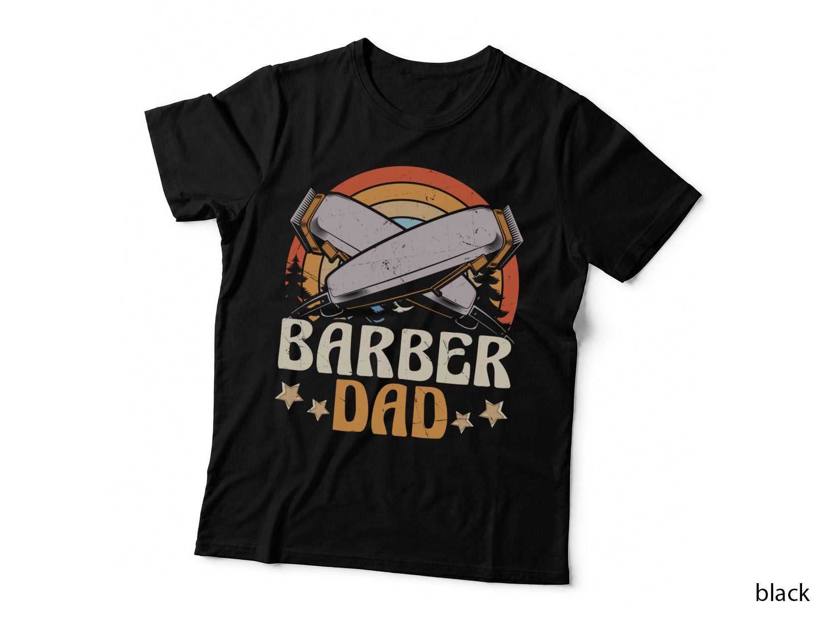Barber Dad Barber T-Shirt, Vintage Barber Tools Illustration Graphic Tee