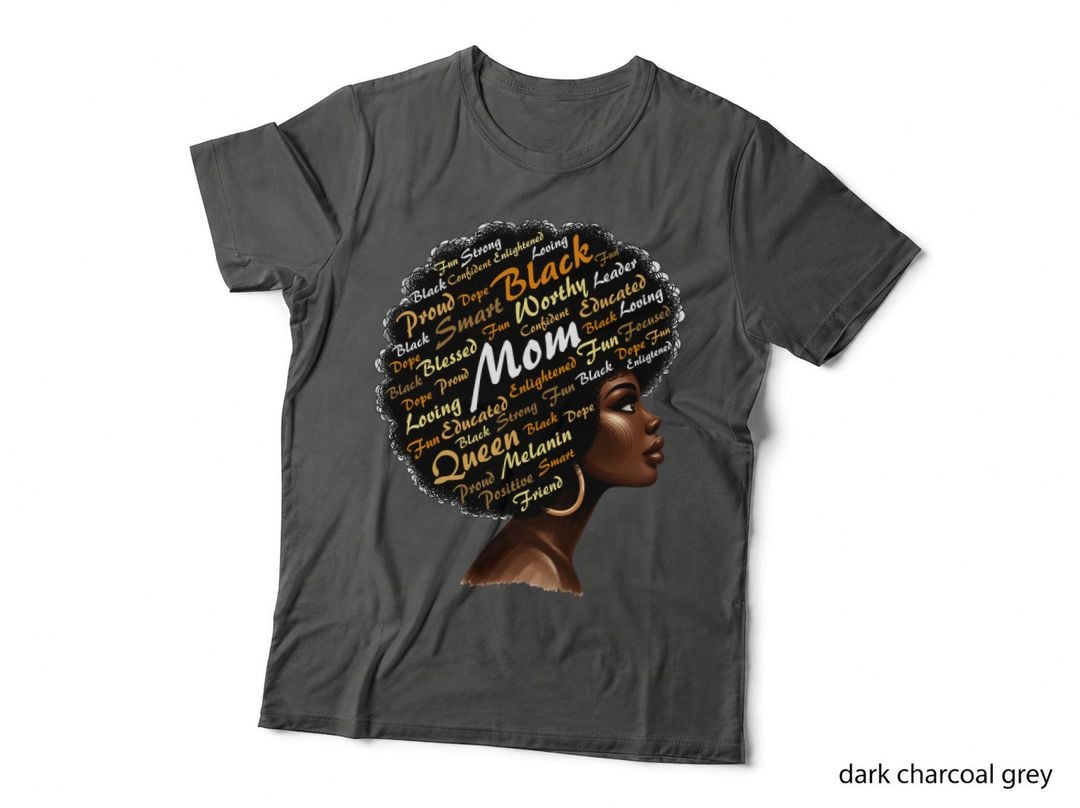 Black Mom Portrait with Positive Adjectives Black History Month T-Shirt