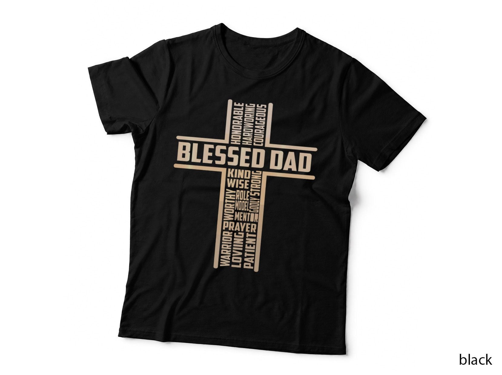 Blessed Dad Fathers Day Cross Christian Papa Pop Husband T-Shirt
