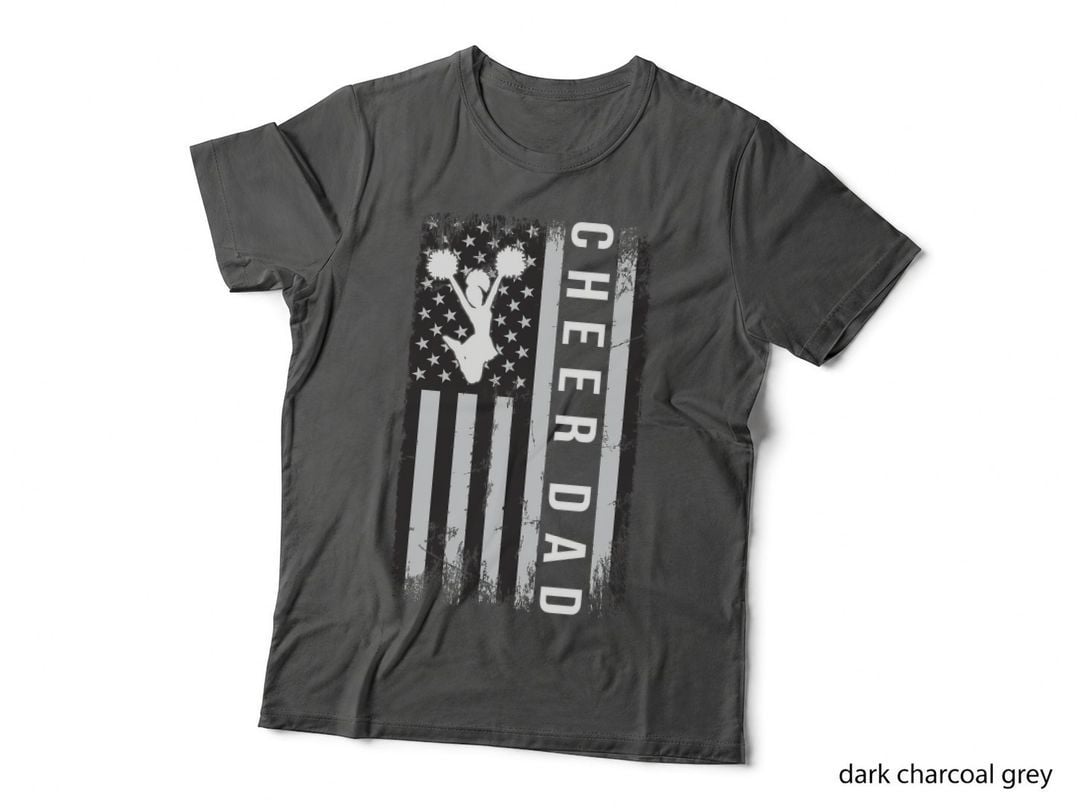 Cheer Dad Cheer T-Shirt, Cheer Dad Silhouette on Flag Graphic Tee