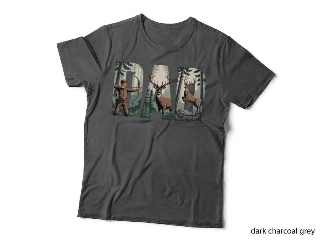 Dad Hunting T-Shirt, Forest Hunter with Deer Graphic Tee, Cute Hunting Shirt