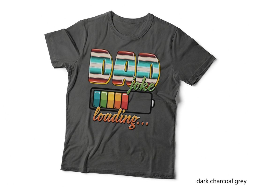 Dad Joke Loading... Fathers Day T-Shirt, Colorful Striped Letters with Graphic