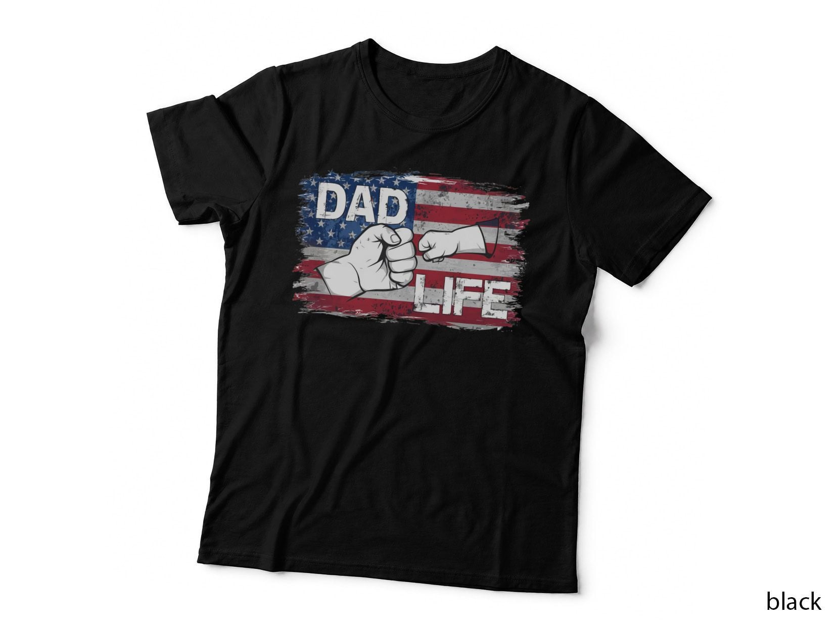 Dad Life Fathers Day T-Shirt, Patriotic Fist Bump Graphic Tee