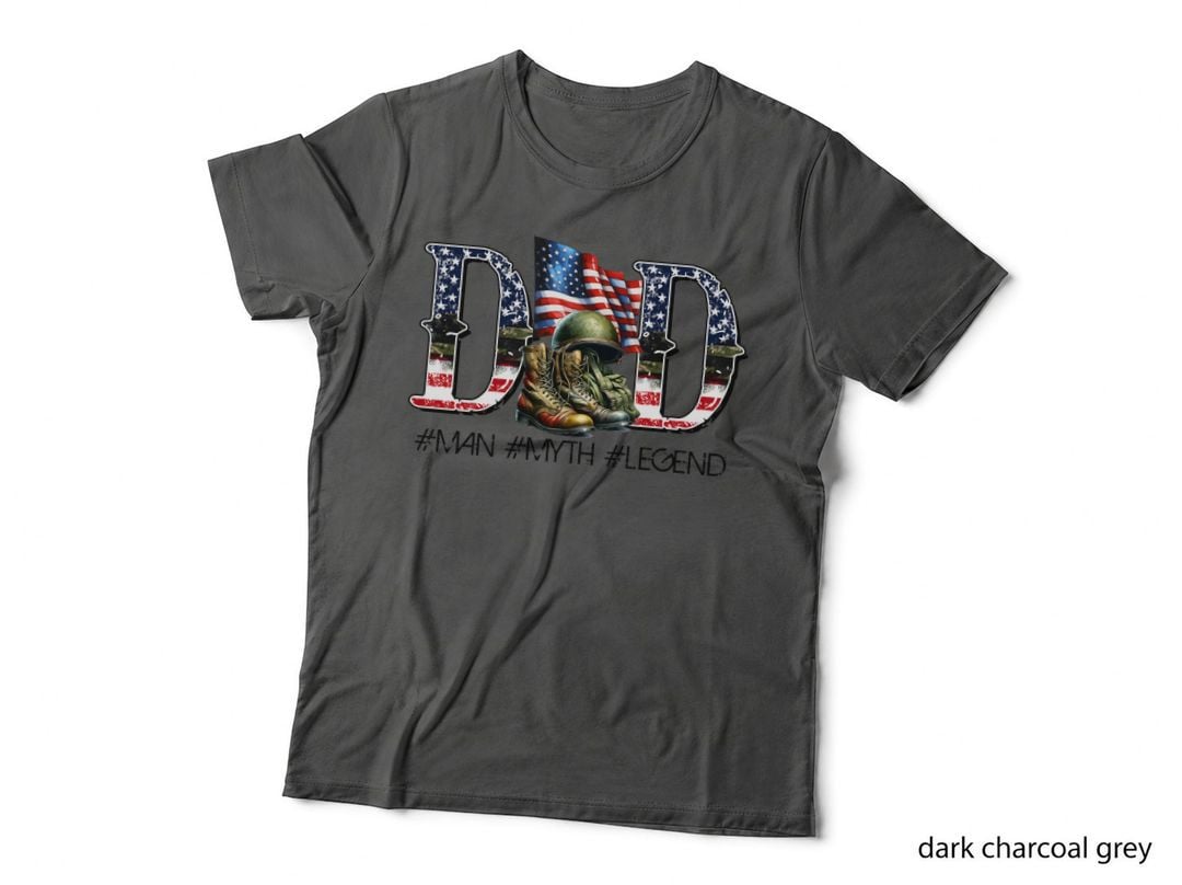 Dad Man Myth Legend Fathers Day T-Shirt, Military Dad Tribute Graphic Tee