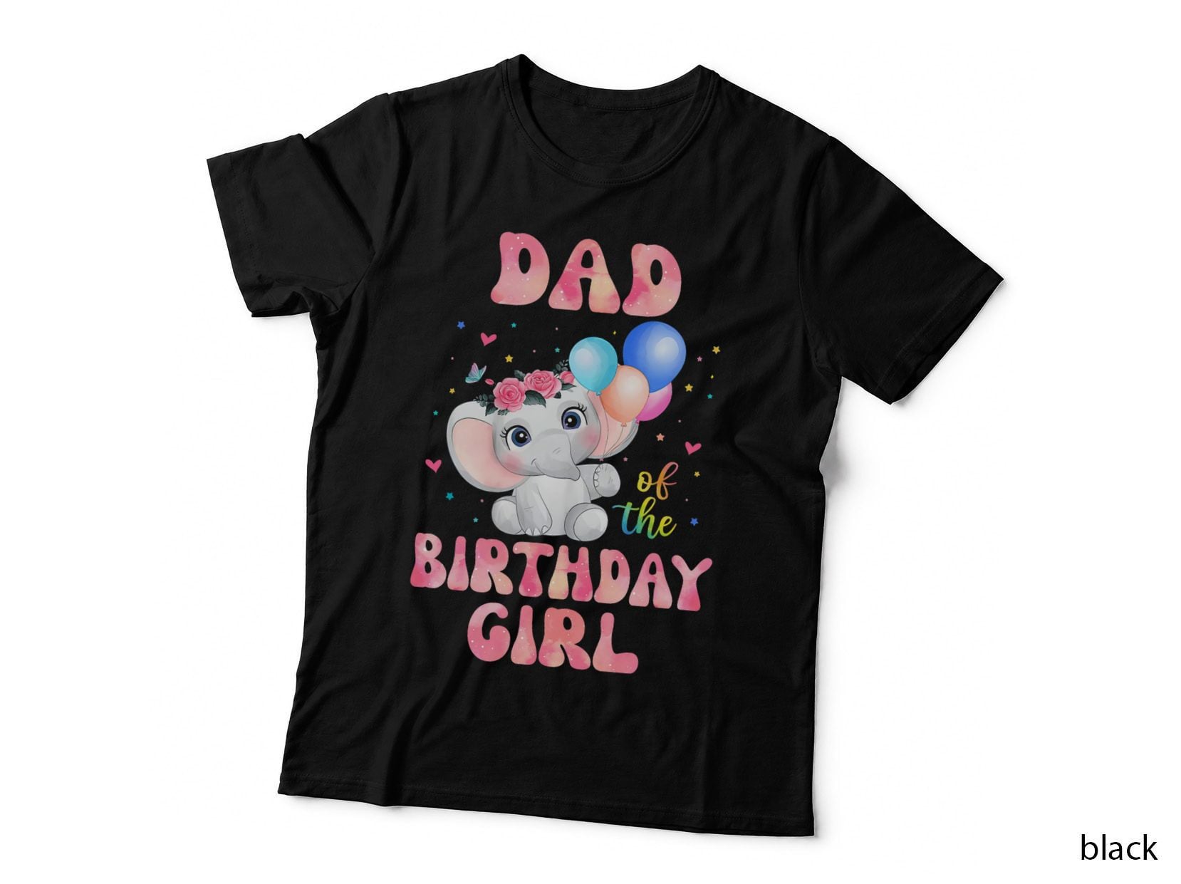 Dad of the Birthday Girl Shirt Elephant Daddy Papa Dada 1st T-Shirt