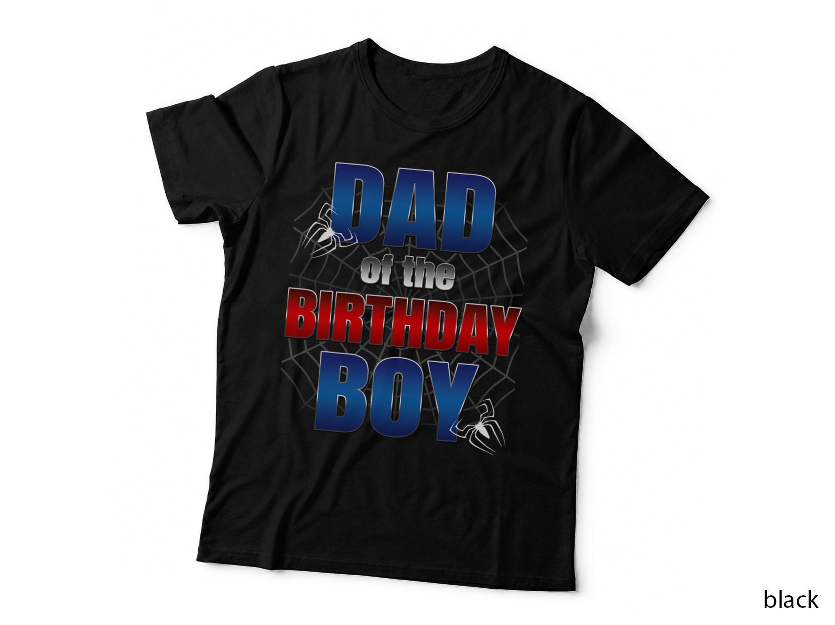 Dad of the Birthday Spider Web Boy Dad and Mom Family T-Shirt