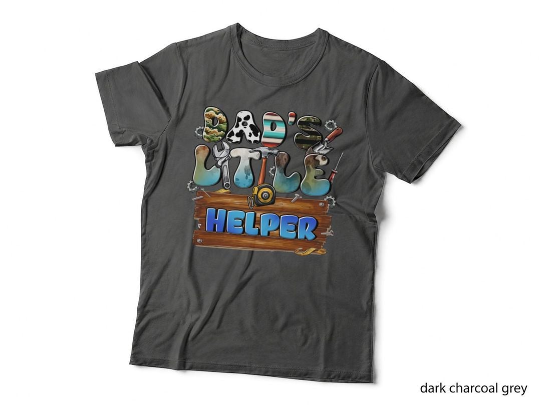 Dad's Little Helper Fathers Day T-Shirt, Tools on Wood Plank Graphic Tee