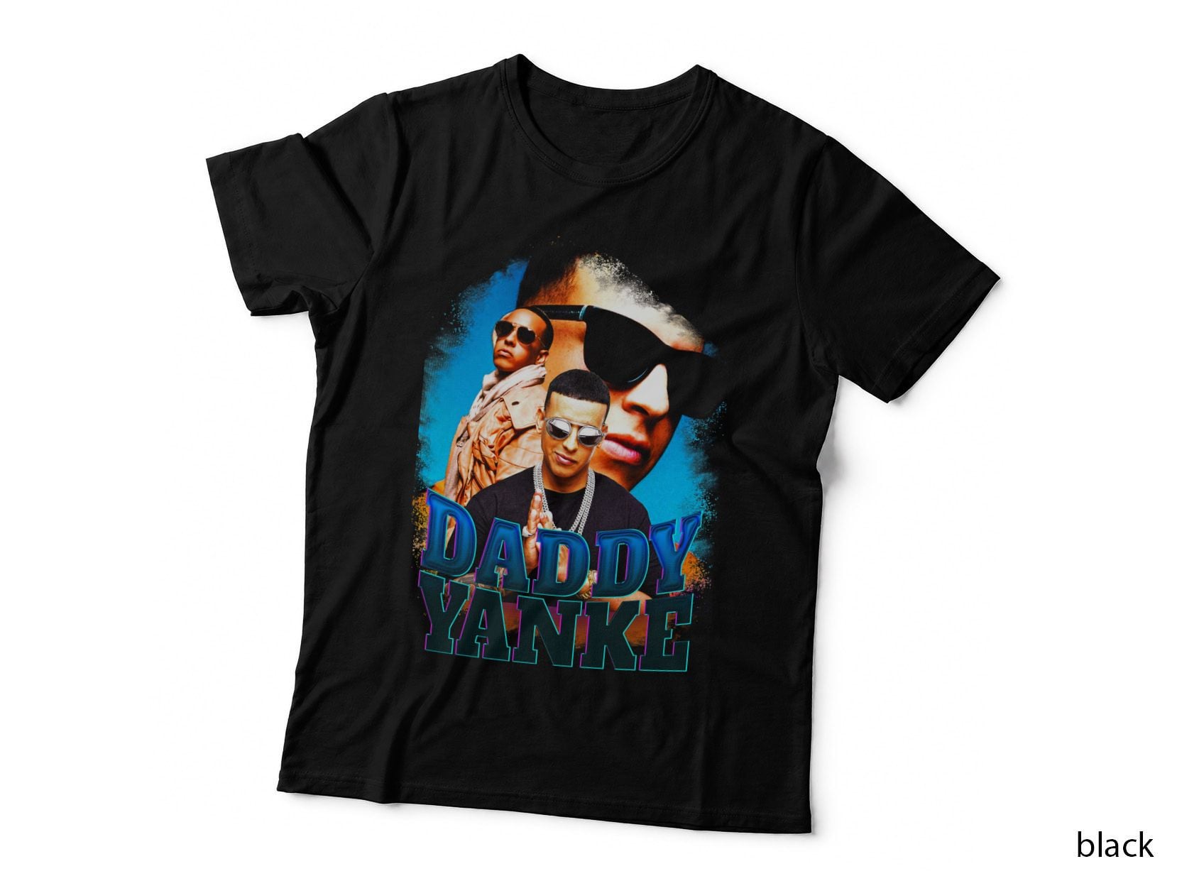 Daddy Yankee Reggaeton Artist Orange Blue Colorful T-Shirt
