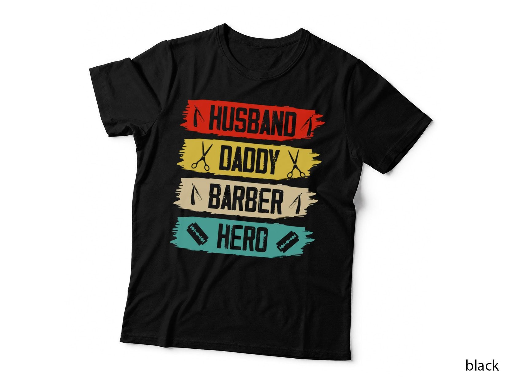 Husband Daddy Barber Hero Barber T-Shirt, Barber Shop Signage Graphic Tee